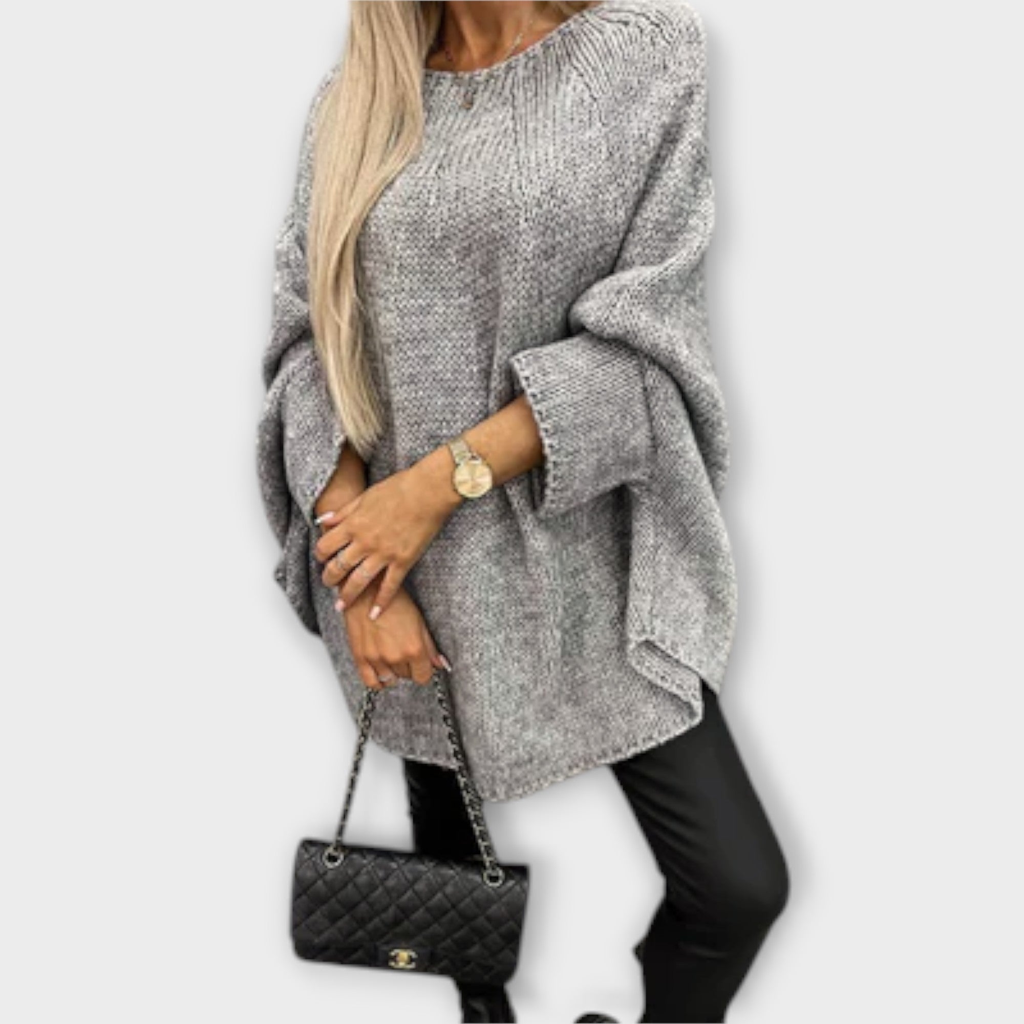 Izabelė - Elegantiškas moteriškas megztinis su apvalia iškirpte