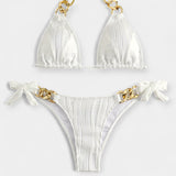 Juostuotas Bikinis Komplektas su Siūlėmis