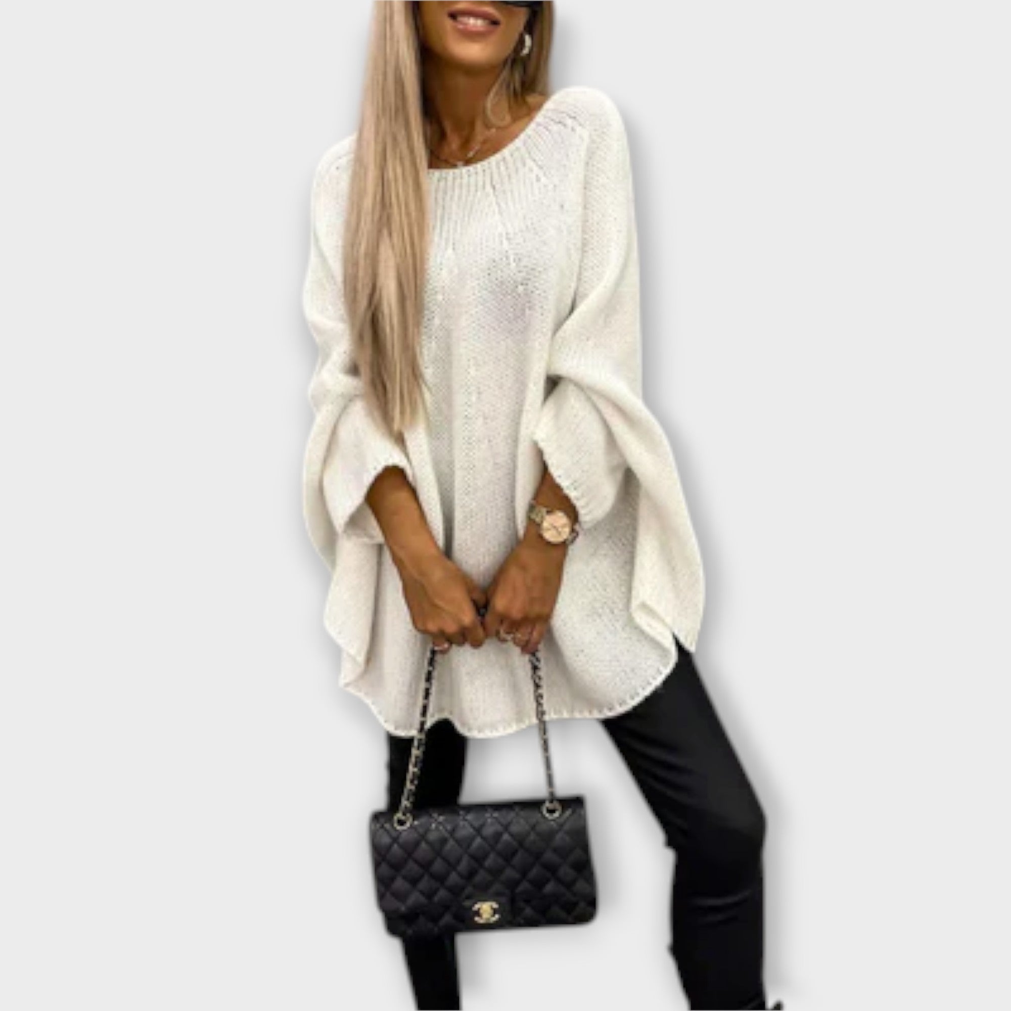 Izabelė - Elegantiškas moteriškas megztinis su apvalia iškirpte