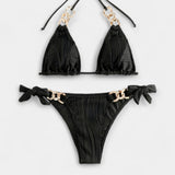 Juostuotas Bikinis Komplektas su Siūlėmis