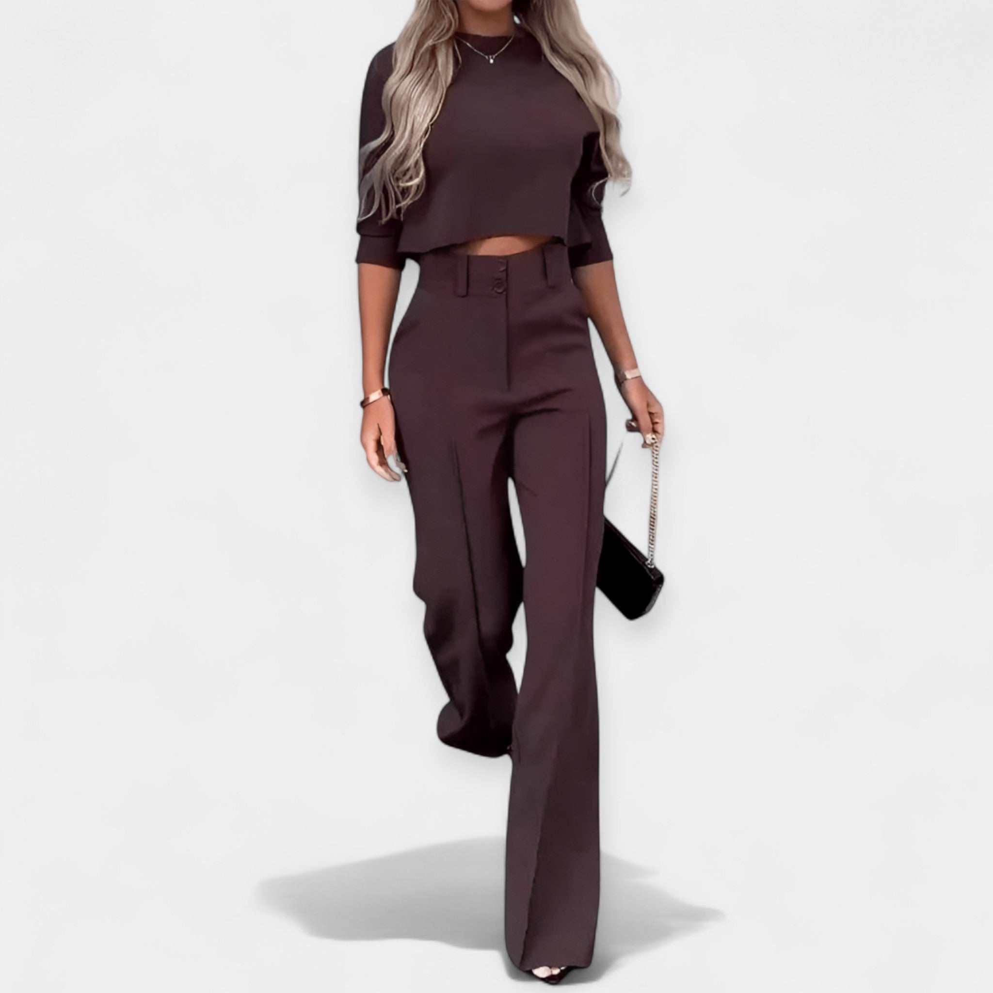 Kombinacija: Crop Top ir Kelnės