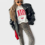 Carina - Retro džinsai su leopardų raštu