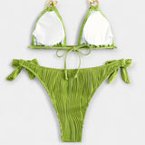 Juostuotas Bikinis Komplektas su Siūlėmis